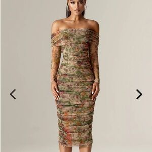 ALIEVA HAYLEY OFF THE SHOULDER MIDI DRESS